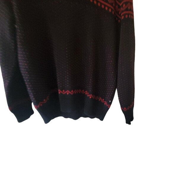 NAUTICA Sweater Shawl Collar Fair Isle Nordic MEDIUM Black/Red/Gray - Picture 5 of 8